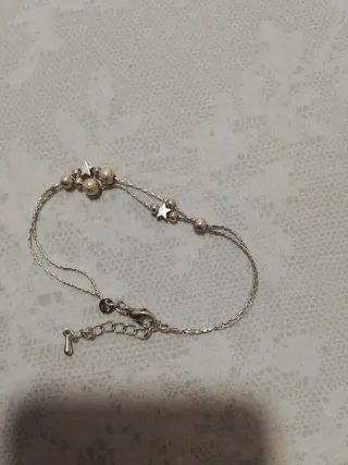 Pulsera plateada con estrellas y bolitas 925 plata