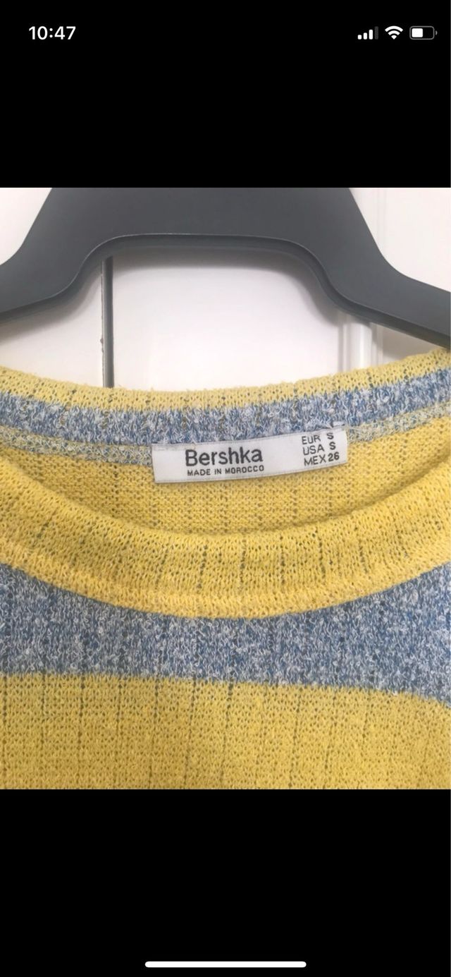 Chaleco Bershka rayas gris y amarillo Talla XS