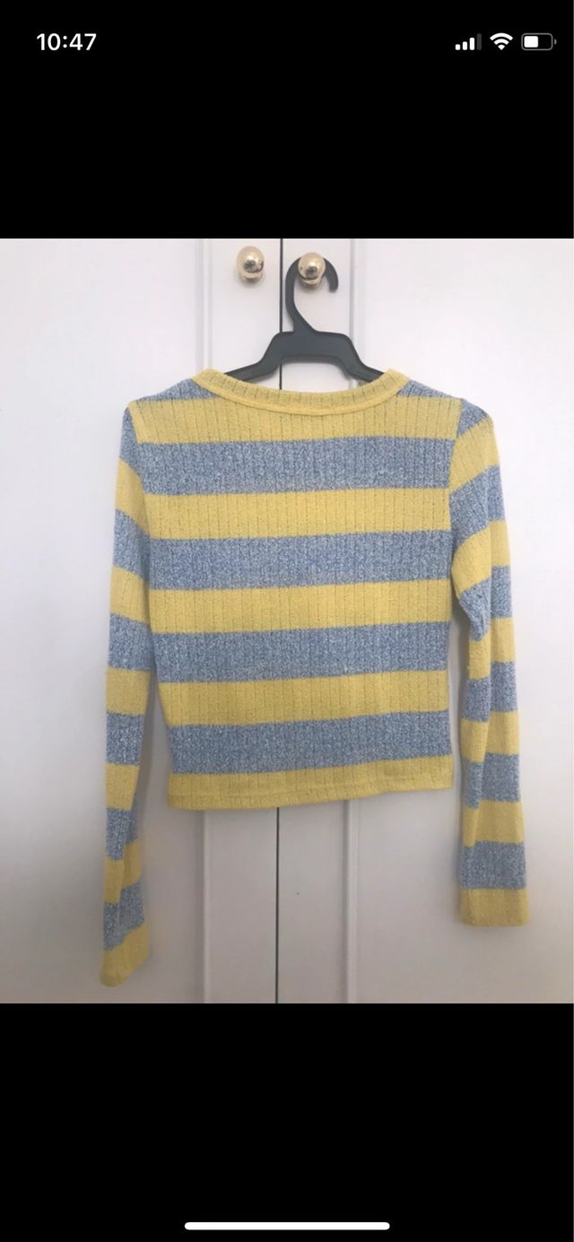 Chaleco Bershka rayas gris y amarillo Talla XS