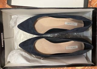 Zapatos salón tacón medio azul marino CortefielT38