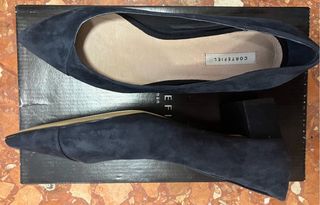 Zapatos salón tacón medio azul marino CortefielT38