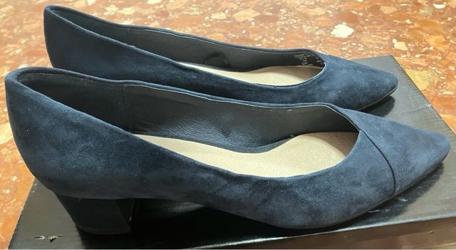 Zapatos salón tacón medio azul marino CortefielT38