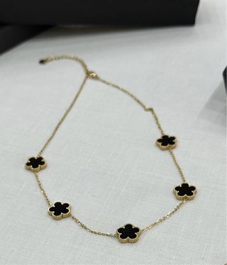 Collana Quadrifoglio Nero Oro
