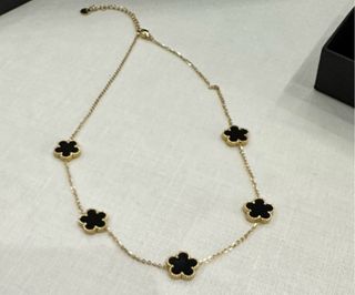 Collana Quadrifoglio Nero Oro