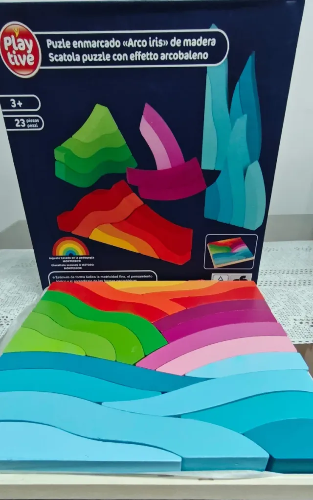 2 Puzzle Arcoíris Basado Montessori Madera 23 Piez