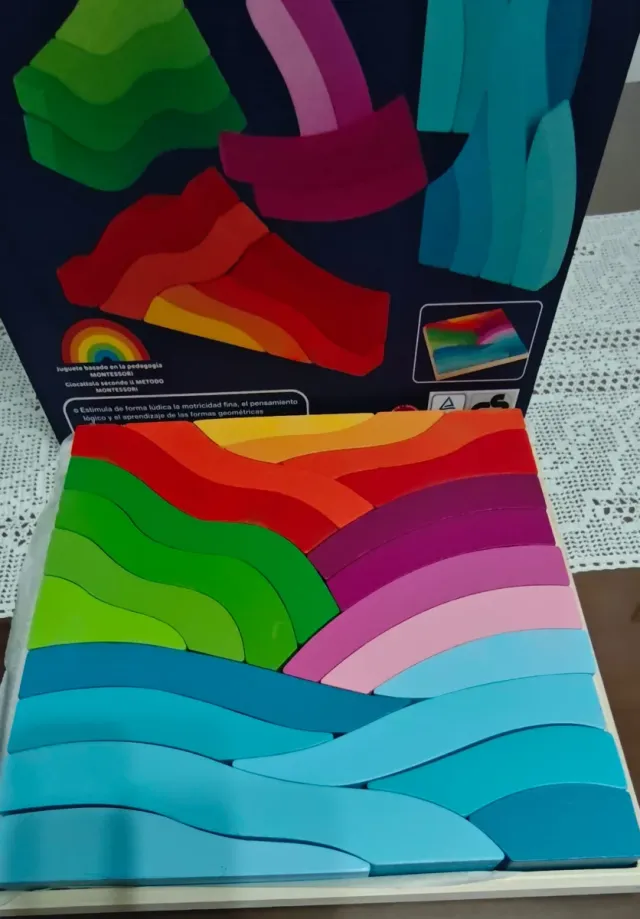2 Puzzle Arcoíris Basado Montessori Madera 23 Piez