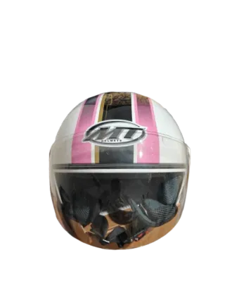 Casco moto blanco con detalles rosa con muy poco