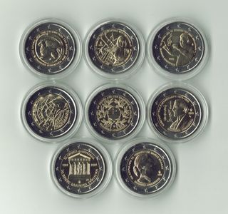 Lote 8 monedas 2 euros Grecia conmemorativas UNC