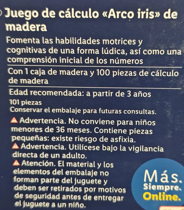 Juego de cálculo Arco iris basado en Montessori