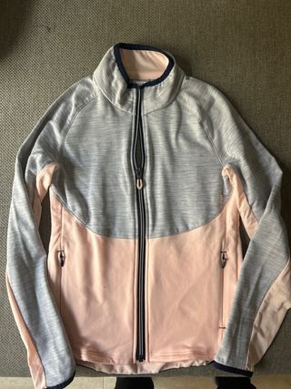 Chaqueta deportiva niña gris y rosa