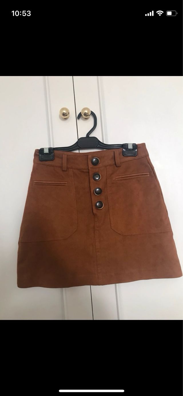 Minifalda Botones Marrón