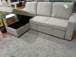 Sofá cama con arcón beige