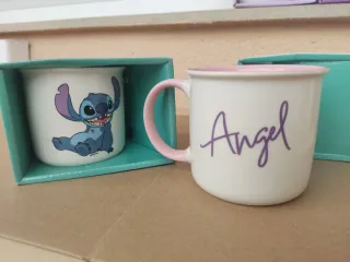 Tazas de cerámica Stitch y Angel.