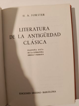 Literatura de la antigüedad clásica -Forster-