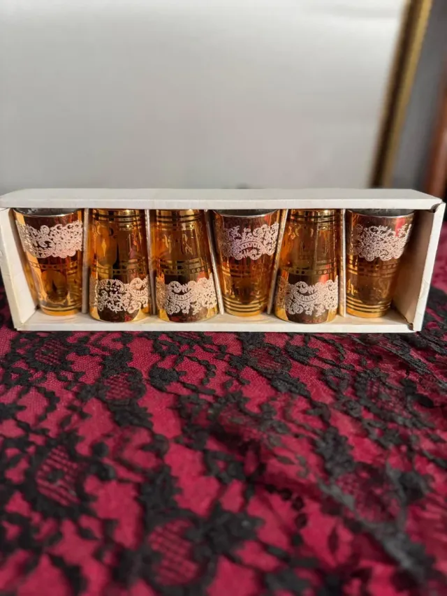 Set 6 Vasos Dorados Vintage
