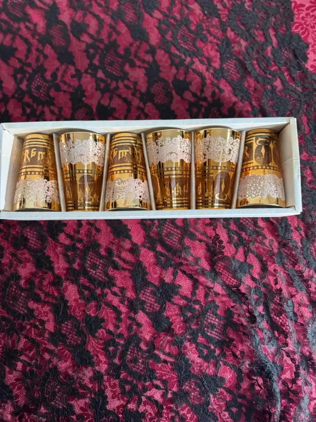 Set 6 Vasos Dorados Vintage