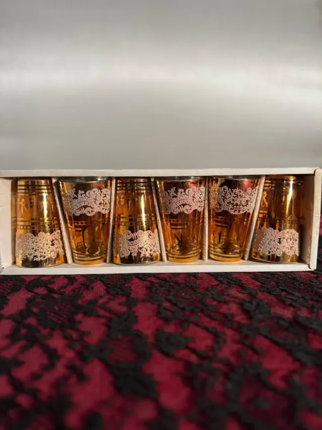 Set 6 Vasos Dorados Vintage