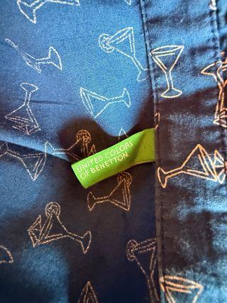 Camisa Benetton Estampada Azul Talla XL/L