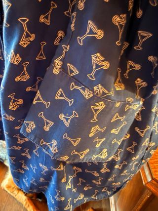 Camisa Benetton Estampada Azul Talla XL/L