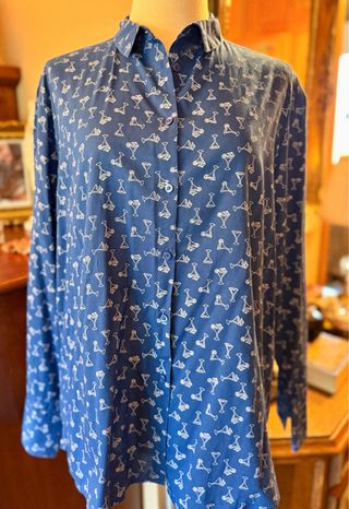Camisa Benetton Estampada Azul Talla XL/L