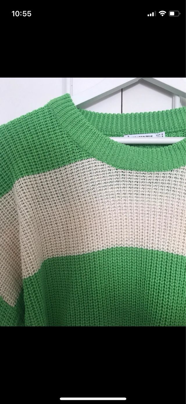 Jersey de rayas verde y beige