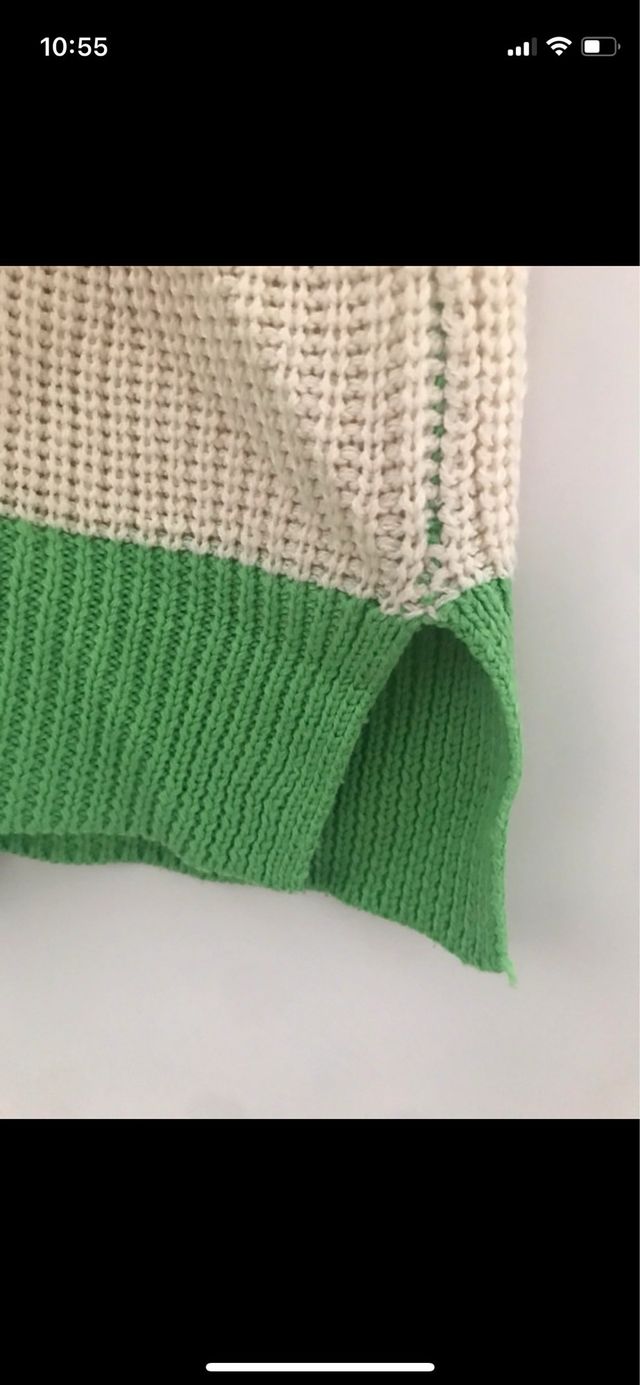 Jersey de rayas verde y beige