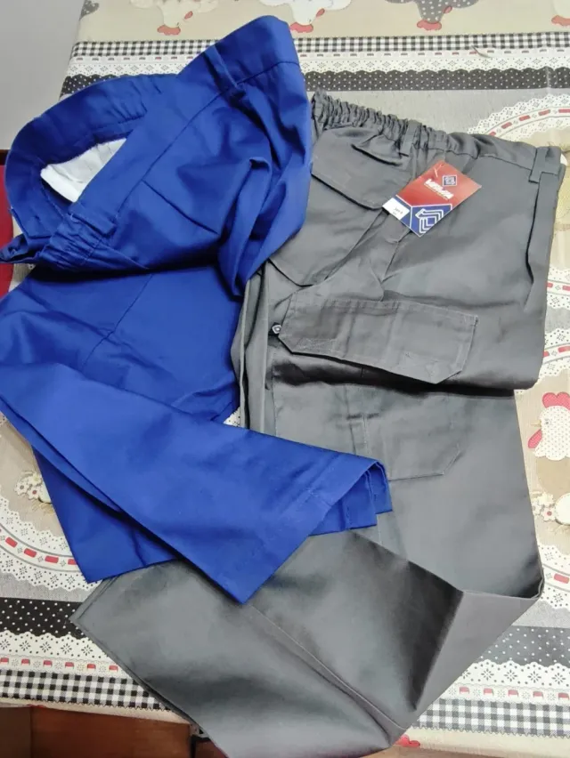 Pantalones de trabajo azul y gris