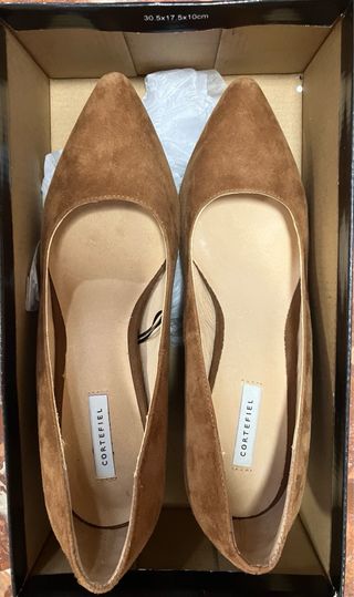 Zapatos salón punta marrón Cortefiel T38