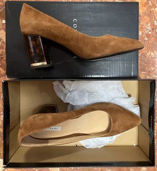 Zapatos salón punta marrón Cortefiel T38