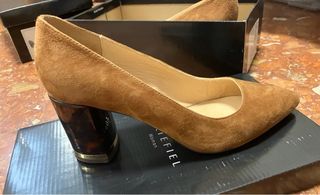 Zapatos salón punta marrón Cortefiel T38