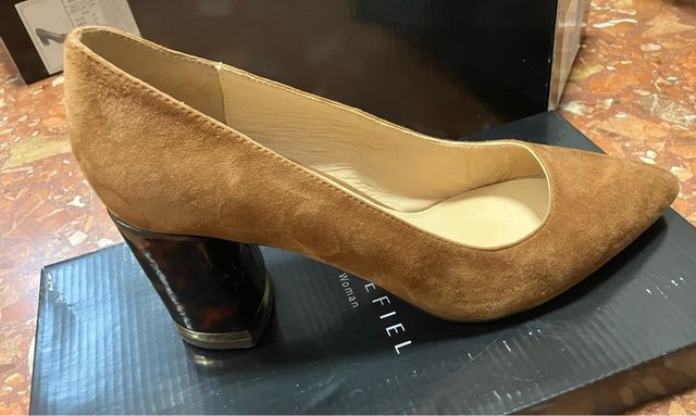 Zapatos salón punta marrón Cortefiel T38