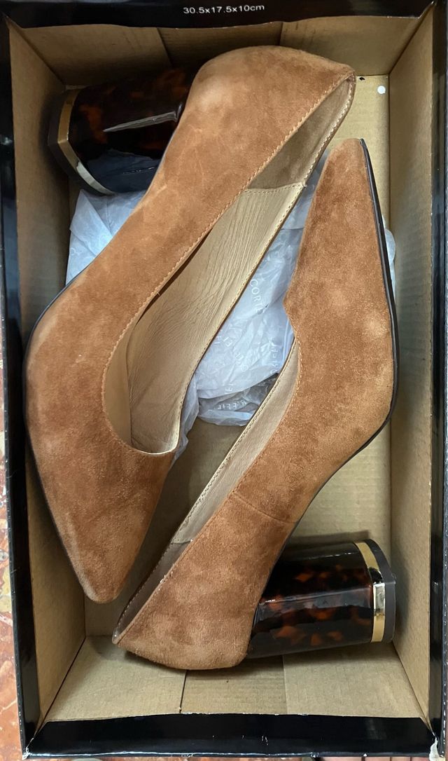 Zapatos salón punta marrón Cortefiel T38