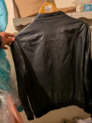 Chaqueta Cuero SELECTED HOMME Negra Roja