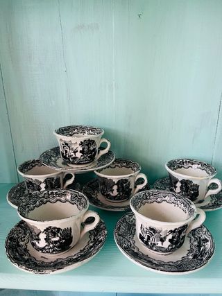 Juego de 6 tazas y platillos Cartuja