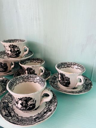 Juego de 6 tazas y platillos Cartuja