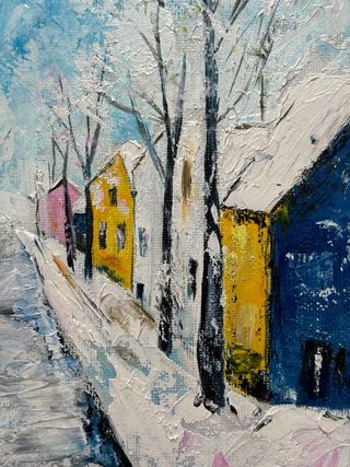 Dipinto ad olio. Inverno. Natale