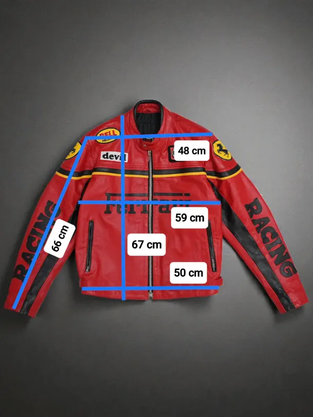 Cazadora Cuero Genuino Ferrari Racing Talla  L