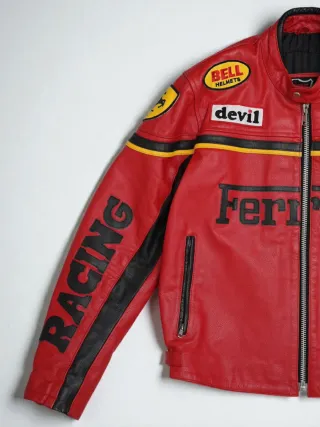 Cazadora Cuero Genuino Ferrari Racing Talla  L