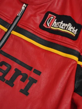 Cazadora Cuero Genuino Ferrari Racing Talla  L