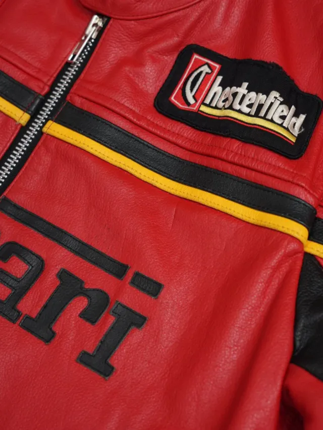 Cazadora Cuero Genuino Ferrari Racing Talla  L