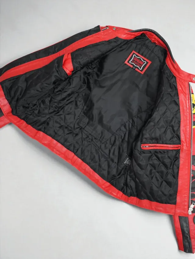 Cazadora Cuero Genuino Ferrari Racing Talla  L