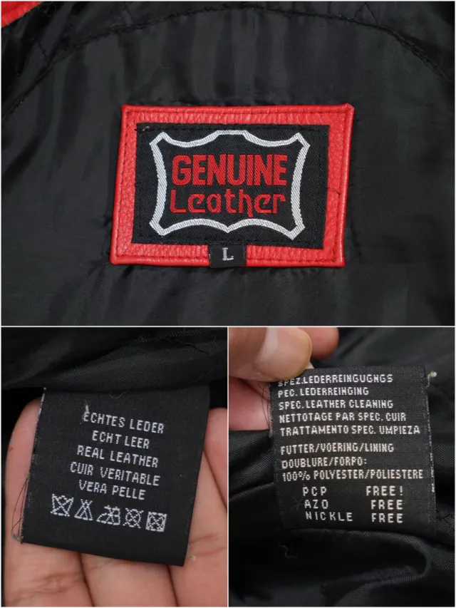 Cazadora Cuero Genuino Ferrari Racing Talla  L