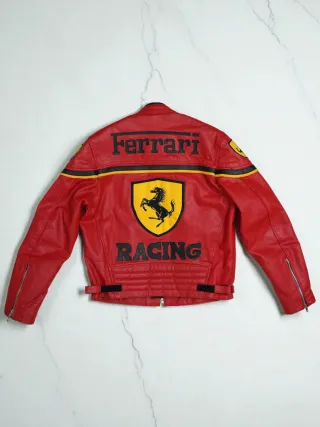 Cazadora Cuero Genuino Ferrari Racing Talla  L