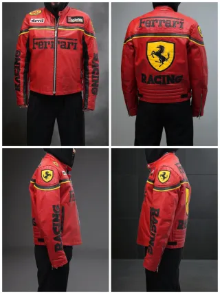 Cazadora Cuero Genuino Ferrari Racing Talla  L