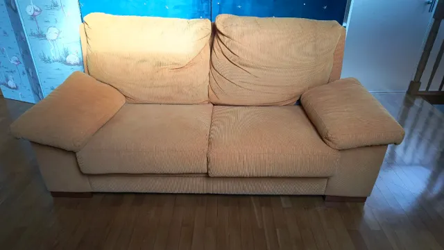 Sofá 3 plazas pana naranja