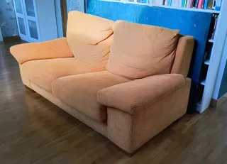 Sofá 3 plazas pana naranja