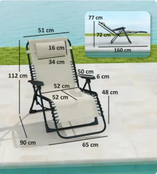 Tumbona plegable beige y negra