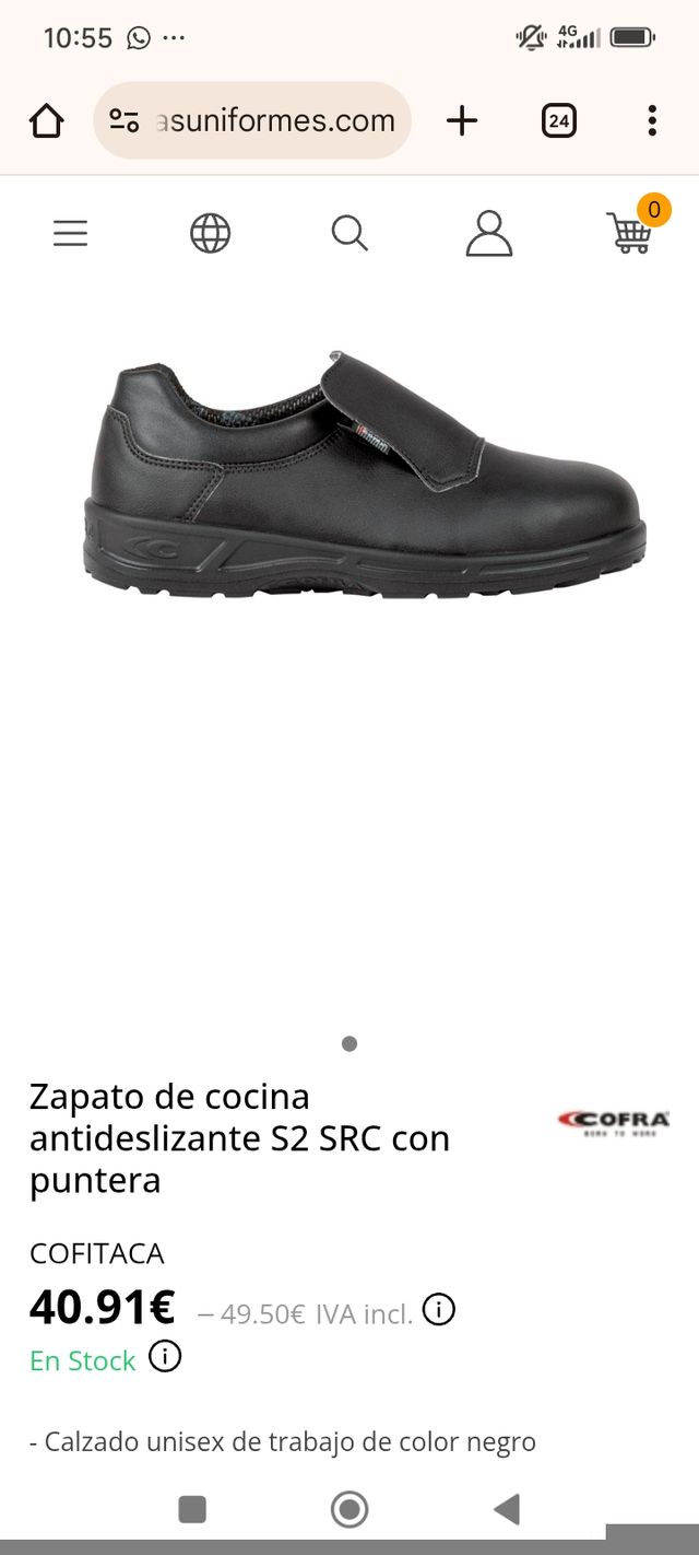 Zapatos de trabajo Cofra negros con puntera mujer