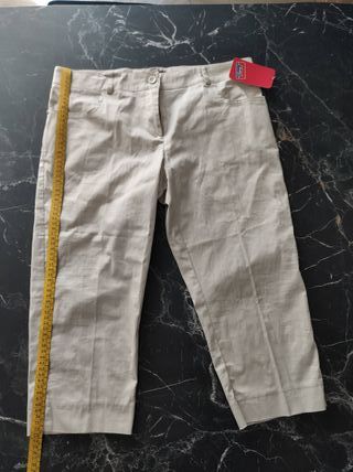 Pantaloni Capri/Pinocchietto Cotone Donna Beige