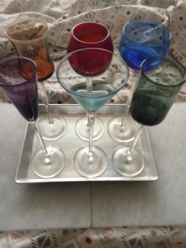 6 Copas de chupito cristal de colores